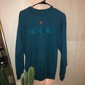 Teal vintage crew neck embroidered